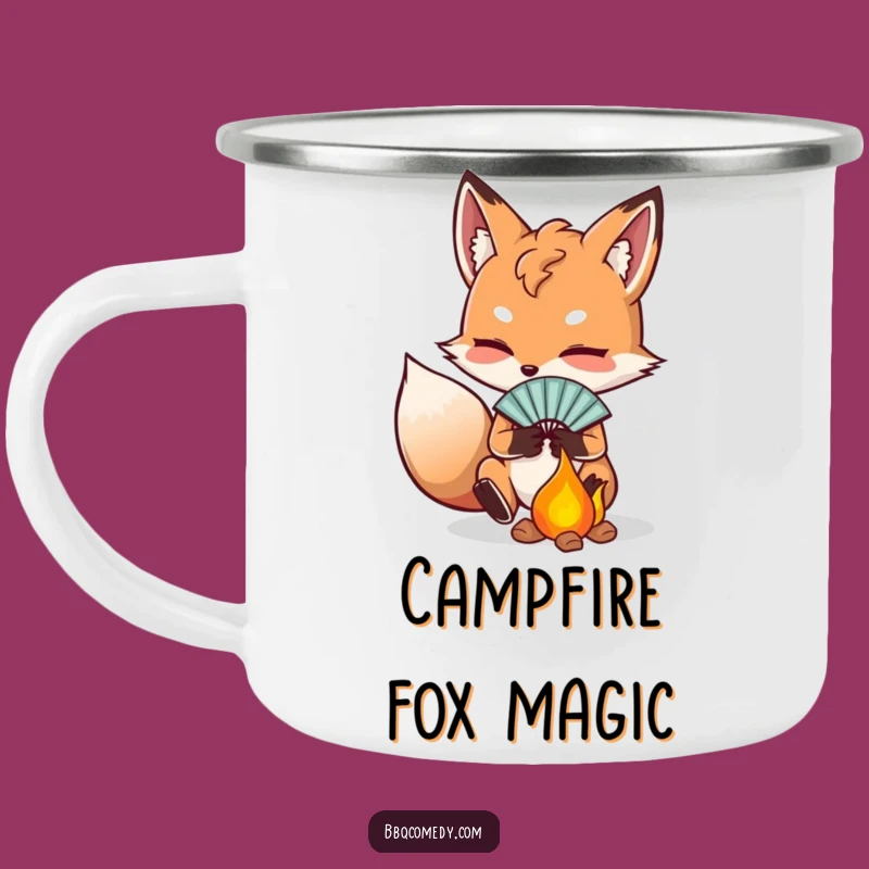 Funny Determined Fox Fanning Embers Camping Mug: Fuel Your Patience on the Trail!