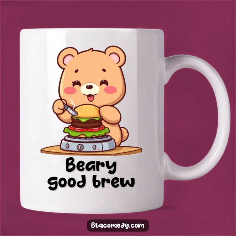 Funny Bear Burger Flipping Mug: Perfect Personalized Gift for Grill Masters!