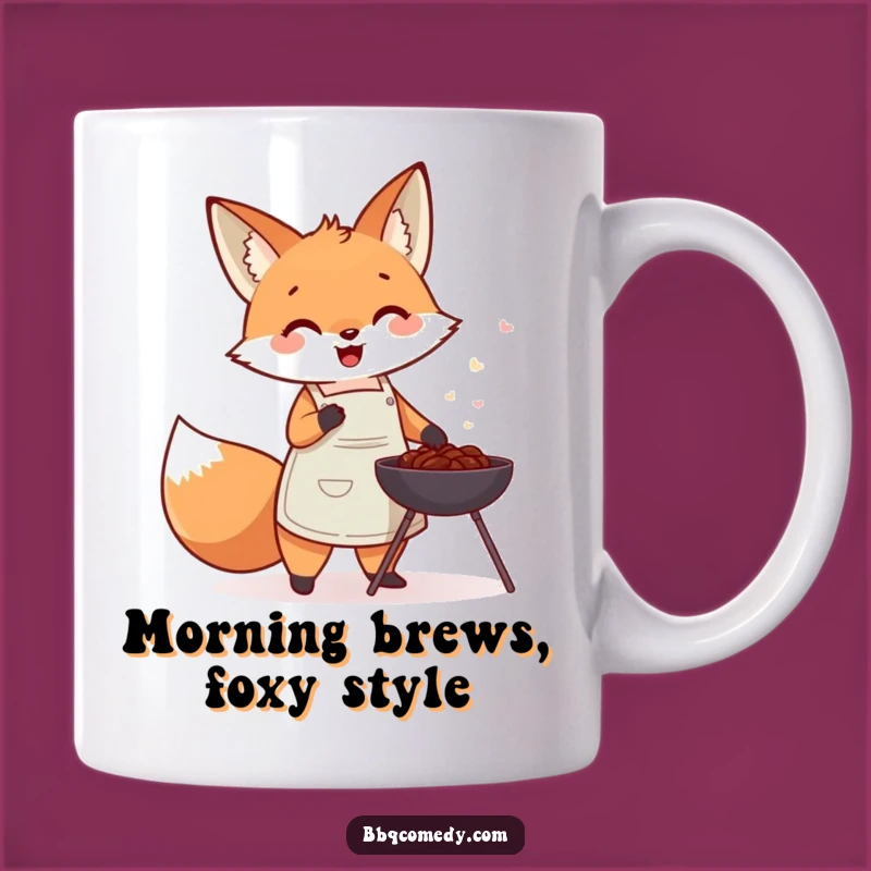 Funny Fox Apron Mug - Adorable BBQ Fanning Chef Gift for Fox Lovers!