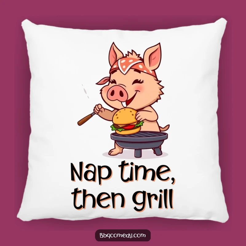 Funny Boar Burger Lover Pillow - Hilarious BBQ Accent Cushion Gift!