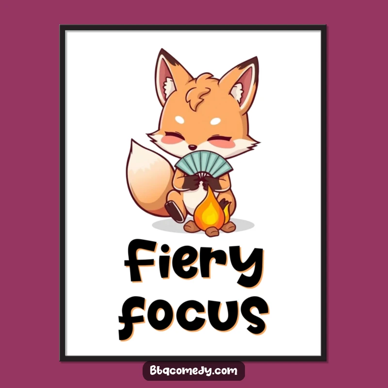 Funny Determined Fox Fanning Embers Digital Art Print: Instant Focused Decor!