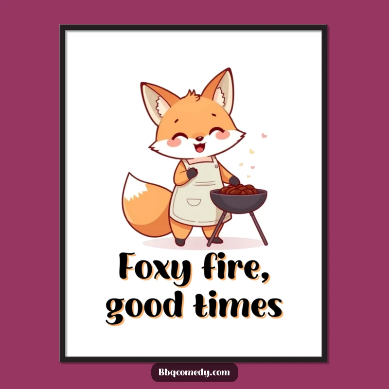 Funny Fox Fanning Digital Art - Cute BBQ Decor & Gift Idea!