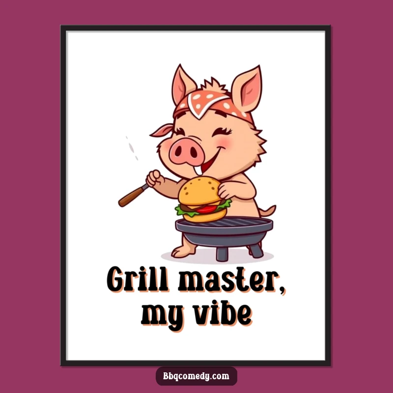Funny Boar Grilling Digital Art - Hilarious BBQ Decor & Gift Idea!