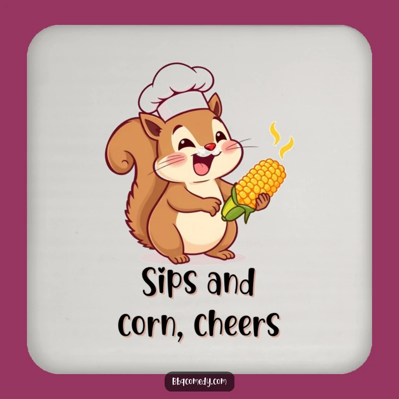 Funny Squirrel Chef Coaster Set - Joyful Corn Drink Protector Gift!