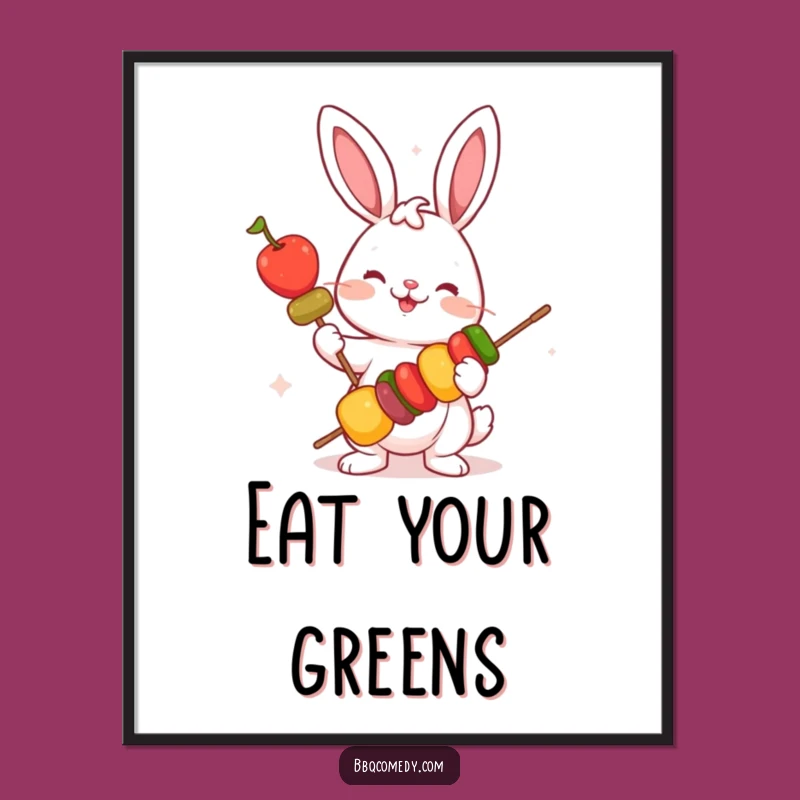 Funny Bunny Veggie Skewer Poster: Bring Garden Humor to Your Walls!