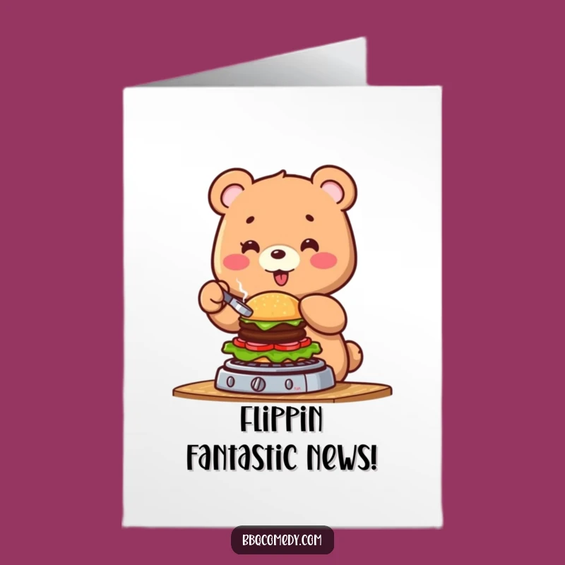 Free Printable Bear Burger Congrats Card: Funny Grill Master Downloadable