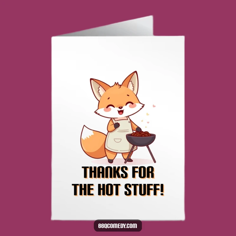 Free Printable Thank You Card: Fox BBQ Fanner, Grateful Grilling Humor Downloadable Gift