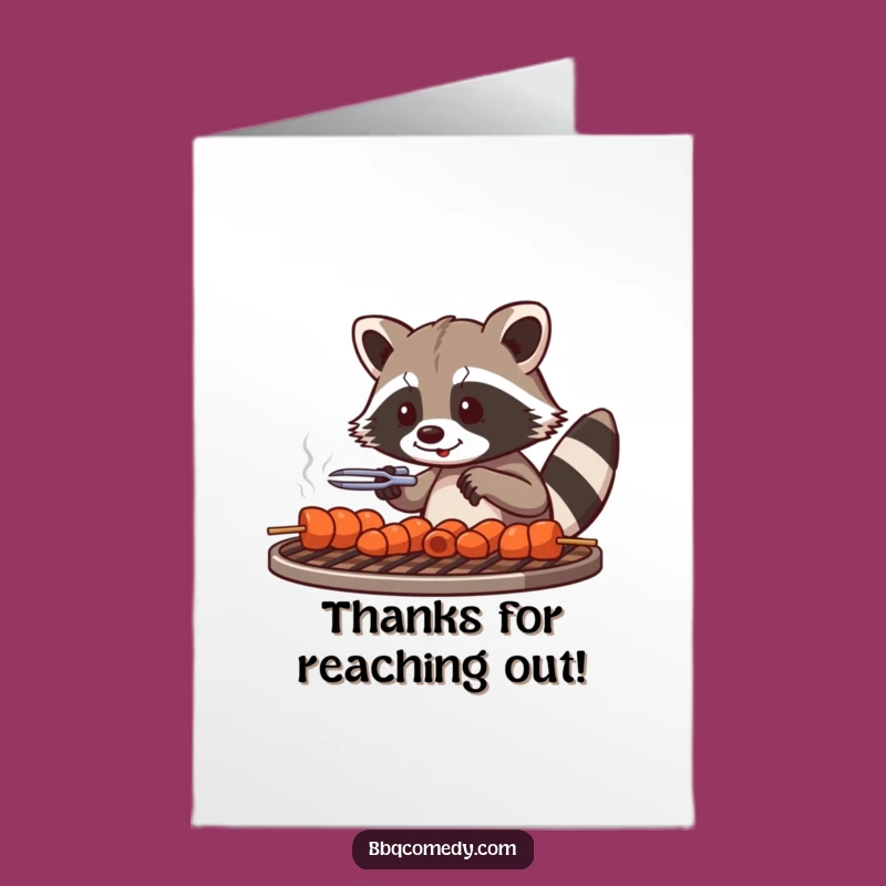 Free Printable Thank You Card: Raccoon Skewer Chef, Gratitude Downloadable Gift