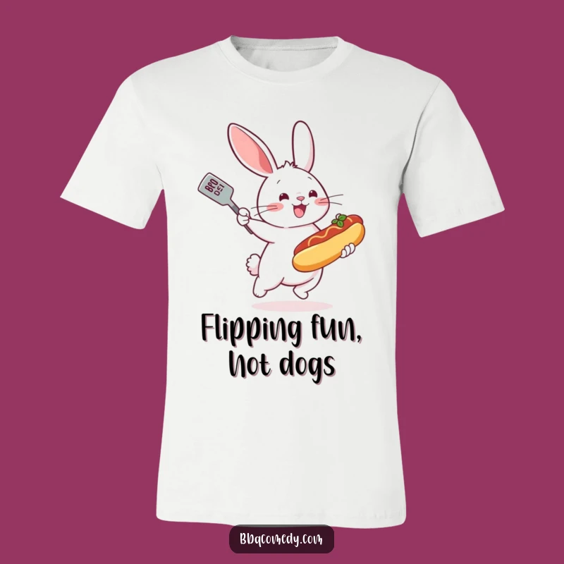 Funny Bunny Hot Dog T-Shirt - Bouncing BBQ Spatula Tee Gift!