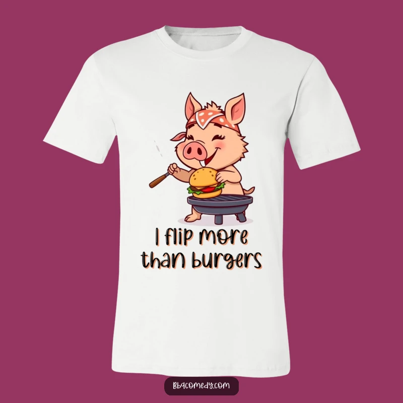 Funny Wild Boar Grilling T-Shirt - Enthusiastic BBQ Burger Flip Tee!
