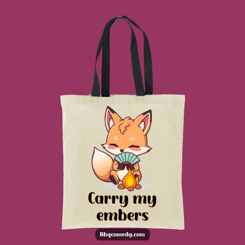 Funny Determined Fox Fanning Embers Tote Bag: Carry Your Patience with Style!